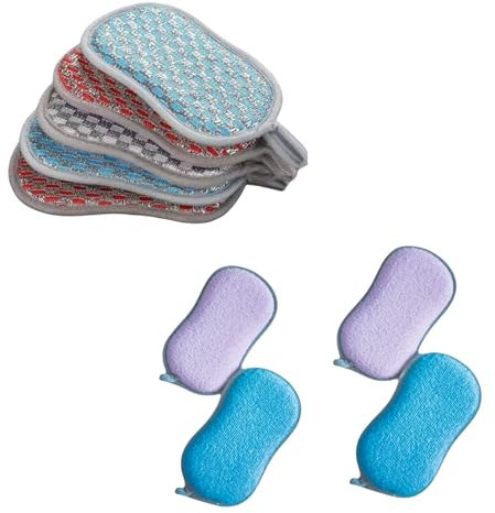 Spugna di lavaggio ispessita, set da 9 pezzi, spugna magica di pulizia della cucina bifacciale, può lavare pentole e piatti