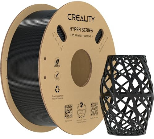 Creality Hyper PETG Filament 1,75mm (Schwarz), 2024 Neues 1kg 3D-Drucker Filament PETG Hochgeschwindigkeit, 3D-Druckmaterialien für die Meisten 3D-Drucker K1/ K1 MAX/ K1C (1kg/ Spule)