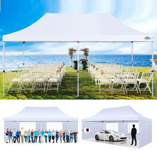 COBIZI Pop Up Gazebo,3mx6m Gazebo with sides,Heavy Duty Gazebo with 4 Removable sidewalls,3 Adjustable Height Settings Marquee with UV Protection,Party Tent for Wedding,Business&Garage,White