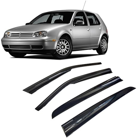 CarJoy Windabweiser Luftabweiser Regenabweiser Seitenfensterabweiser Kompatibel mit VW Golf MK4 1J 1998-2003 Autofenster Regenschutz Regenabweiser Anklebbare Deflektoren Externe Passform 4 Stück