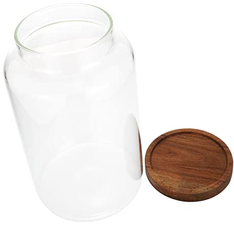Cabilock Versiegeltes Glas Vorratsglas 2,8l Mit Holzdeckel Luftdicht Getreide Tee Süßigkeiten Aufbewahrungskanister Transparent