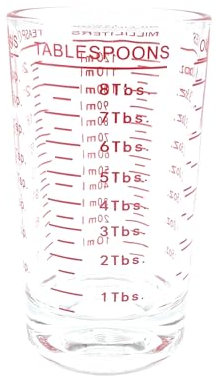 120 ml Glass Measuring Cup with red Markings – Perfect for Shot Measures, Spirit Measures, Espresso Shots, Pyrex Jiggers & Cortado Glasses.