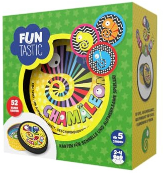 IMAGILAND Camaleón Juego de Cartas Educativo para Niños | Juego de Velocidad y Observación 52 Cartas Circulares | 2-4 Jugadores | A Partir de 5 Años | Juego de Mesa Familiar | Idioma: Alemán