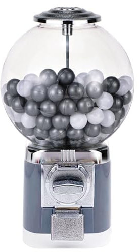 Bubble Gumball Dispenser Machine, Ball Bulk Vending Machine with 100 32Mm Twisters, Classic Bubble Capsule Toys Candy Dispenser for Game Retail Stores gray