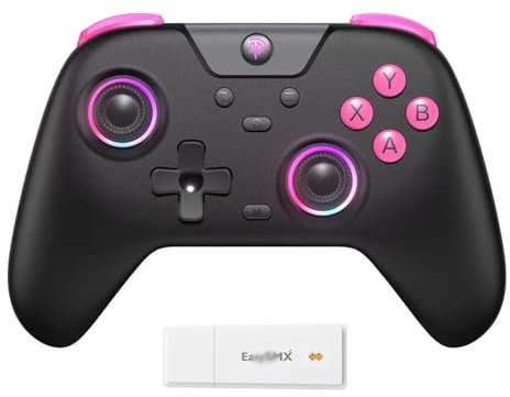 Wireless Gamepad Bluetooth Gaming Controller Compatible with PC/Phone/Sw&it&ch/St&ea&m Gamer, RGB Light, Ha&ll Effect(Blackone)