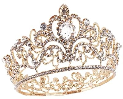 LAOYEFACAI Couronne vintage Tiara Couronne de reine de mariée Diadème Cristal Baroque Tiara Strass scintillant Princesse Carnaval Coiffe pour mariage Bal de promo Anniversaire Fête