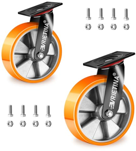 2 Stück 200mm Lenkrollen Schwerlastrollen | 360° Drehbar Industrierollen Schwerlast für Forschungslabore, Industrielle Anlagen, Traglast 1000 kg