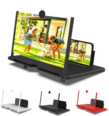 Screen Magnifier for Smartphone, Screen Magnifier Newest Version, 3d Pull-Out Hd Screens Phone Projector, for Watching Movies Playing Games, Supports All Smartphones (Black,12in)
