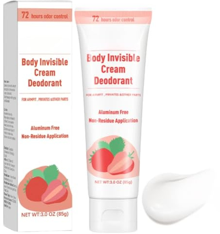 Desodorante antitranspirante en crema para mujer, aroma frutal fresco, loción antitranspirante sin aluminio, control de la transpiración de larga duración durante 72 horas, apto para todo tipo de piel