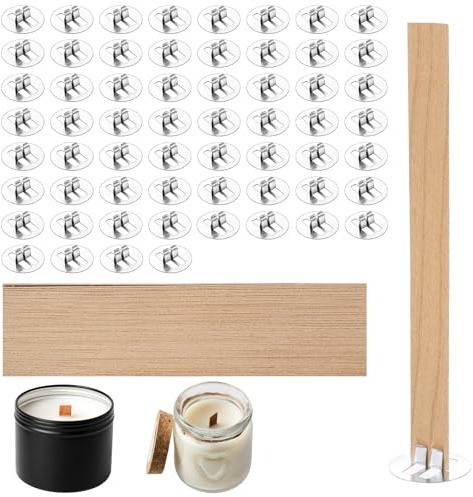 120 Stück Dochte für Kerzen - Kerzendochte für Kerzen, Holzdochte für Kerzen, Kerzen Docht, Holzdocht Zubehör für Sojawachs Bienenwachs Duftkerzen (50 Sets)