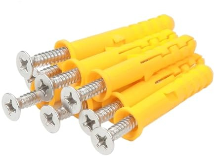 KWVBSDJGU Premium Plastic Expansion Tube Pipe Wall Anchors Plug With Nails Flat Countersunk Head Screw 6mm 8mm 10mm(6 x 40mm (50pcs),Color Screw)