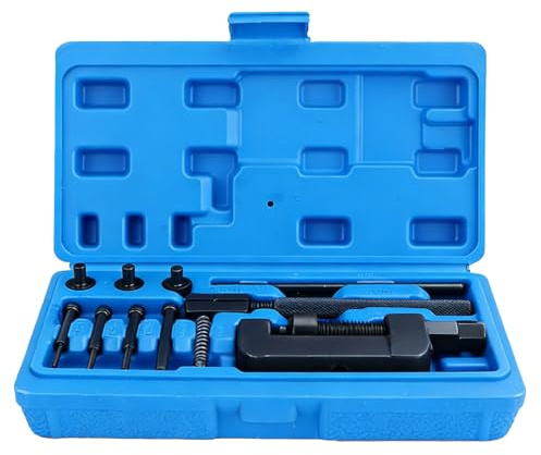 13 PCS Motorcycle Chain Breaker Set, Chain Breaker Tool Kit, Chain Rivet Tool Riveter Kit Universal Moto Bike Chain Breaker Splitter Chain tools for 35 to 630 Chains for Motorcycle, Bike, ATV Chain