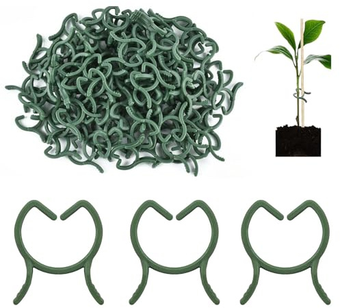 Tomaten Rankhilfe,100 Stück wiederverwendbare Pflanzenclips Grün,Klein Pflanzenklammern zur Unterstützung von Tomaten, Gurken, Kletterpflanzen - Kunststoff-Pflanzenstützclips für Gemüse, Obst & Blumen