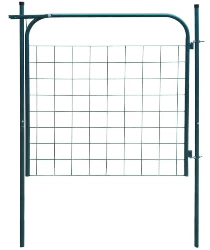 Ziaphsol Gartentor aus verzinktem Stahl 100x100 cm Grün, Zauntor Flügeltor für Hof Einfahrt, mit Pfostenhöhe 150 cm, abschließbar für sichtschutz und Begrenzung