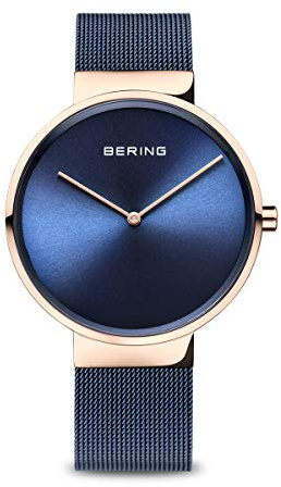 Bering Unisex Quarz Uhr | Armbanduhr 39 mm Edelstahlgehäuse und Zifferblatt | Milanaisearmband | Saphierglas | 5 ATM | 14539