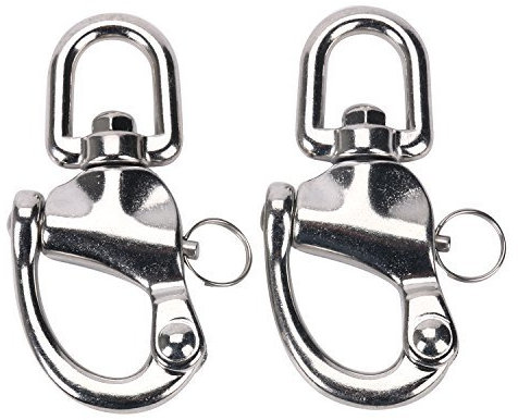 Amarine-made - Par de grilletes giratorios de liberación rápida para Barco de Vela Marino de Acero Inoxidable para Barco de Barco de Barco de Pesca, 3-1/2, Silver