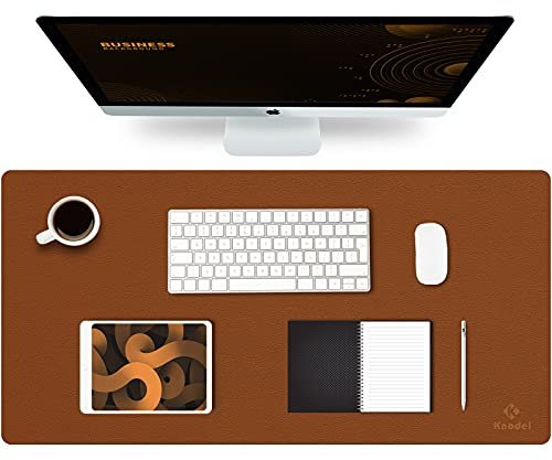 K KNODEL Tappetino Scrivania, Sottomano Scrivania, 80cm x 40cm in Similpelle PVC, Tappetino per Laptop, Copri Scrivania, Doppia Facciata (Marrone)