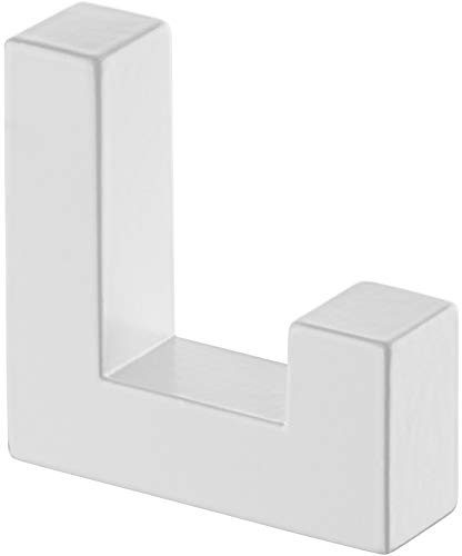 Gedotec Garderoben-Haken | 1 Stück - Huthaken eckig | TETRIS | Einzelhaken Weiß | Kleiderhaken 40 x 52 mm | Wand-Haken Garderobe unsichtbar | Design Mantelhaken inkl. Befestigungsmaterial