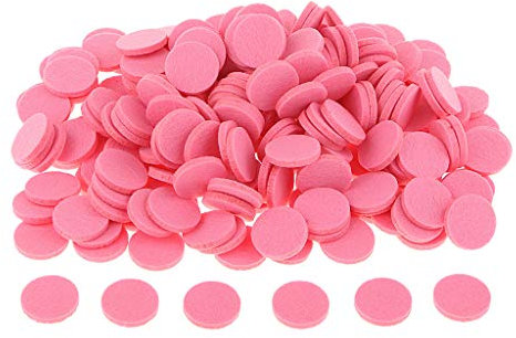Fenteer 200 Pieces 21mm Pads Round Refill Pad Essential Oil Pads for humidifier Necklace Bracelet car freshener Diffuser Watch, Pink