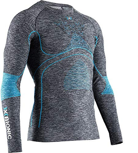 X-Bionic Energy Accumulator 4.0 Melange Round Neck Long Sleeves, Strato Base Camicia Funzionale Uomo, Dark Grey Blue, S