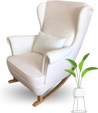 MartHome Schaukelstuhl Wohnzimmer - Relaxsessel, Schwingsessel - Stillstuhl, Schaukelstuhl - Komfortable Sessel für Schwangere Frauen, Velour Schaukelsessel, Relaxstuhl (Beige)