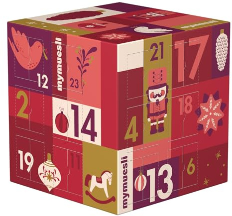 mymuesli Müsli Adventskalender 2025-24x verschiedene Bio-Müslis im 2go-Portionsbecher - Für das gesunde Frühstück in Bio-Qualität & ohne Palmöl - Geschenk für Frauen, Männer und Familien