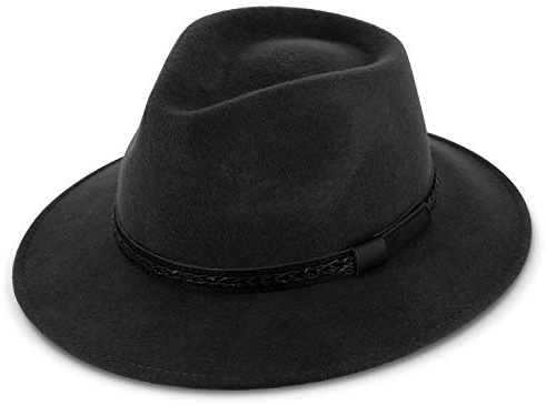 fiebig Edison Traveller mit Kunstlederband | Filzhut aus 100% Wolle für Damen und Herren | Angenehm leichter Sitz für das ganze Jahr | Wollfilzhut Made in Italy