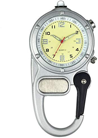 Silverora 1-3PCS Karabiner Taschenuhr Männer Frauen Clip-on Uhr LED-Notfall-licht Leuchten Quarzuhr Rucksack Schlüsselanhänger Tasche Gürtel Schwesternuhr Sport Outdoor-Aktivitäten