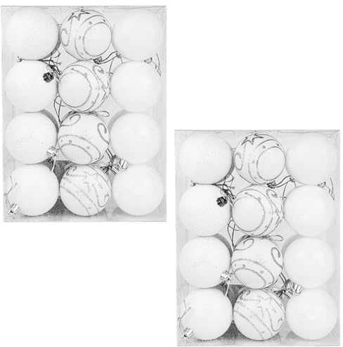 CASARIA® Weihnachtskugeln 48tlg Ø 6cm Kunststoff matt glänzend Christbaumkugeln Christbaumschmuck Anhänger Weihnachtsbaumkugeln Weihnachtsdeko weiß