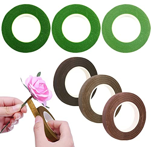 NA Woohome 6 Stück Flora Kreppband, Floristenband Flora Kreppband Blumendraht Dekoration für Bouquet Blumen DIY Kunsthandwerk