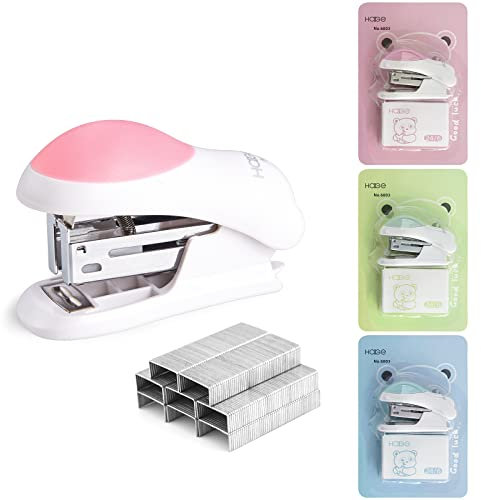 NEBURORA Mini Effortless Desktop Staplers with 400 Standard 26/6 Staples, 2-24 Sheet Capacity, Includes Built-in Staple Remover, Cute Stapler Gift for Student and Office Use, 3 Colors Options
