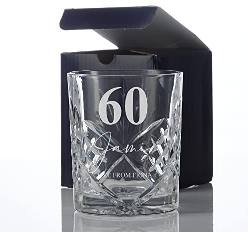 Engraved Personalised 60th Birthday Crystal Cut Whiskey Glass