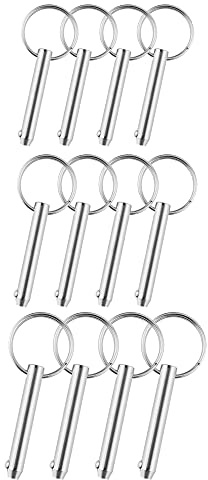 12 STÜCKE Schnellspannstift mit federbelastetem Kugelende, Kreisring, Edelstahl, Bimini-Tops für Bootszubehör (10 × 65 mm)