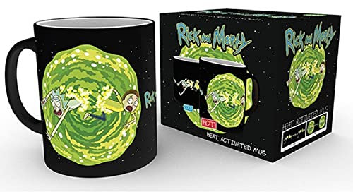 Rick and Morty - Tasse - Portal - Thermoeffekt Kaffeebecher - Logo - Schwarz - Keramik - Geschenkbox