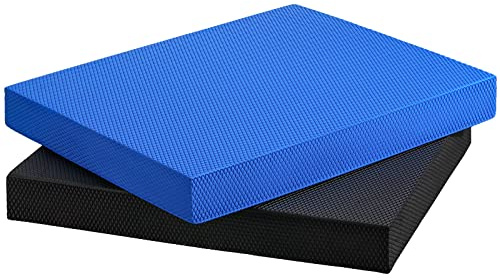 Deekin 2 Pcs Foam Balance Pad Non Slip Stability Trainer Rectangle Board Exercise Pad Cushion for Women Men Dancing Balance Training Workouts Yoga Physical Therapy, Black and Dark Blue