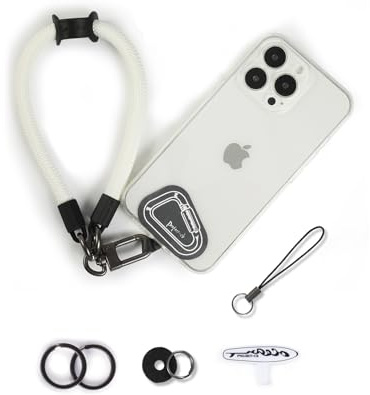 project-cb Dragonne pour téléphone,2 Téléphone Cordon Patch,Dragonne pour clé, AirPods, Appareil Photo,Cordelette de Poignet(Blanc, 30cm)