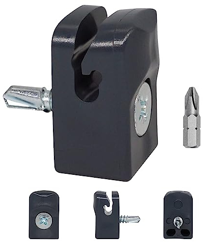 SKIR'CO (50 pcs) Grey Fence Clips, Plastic Clips for Mesh Fences, Screw Fixed Fence Wire Holders, Clips for Wire Fencing, RAL 7016 Colour