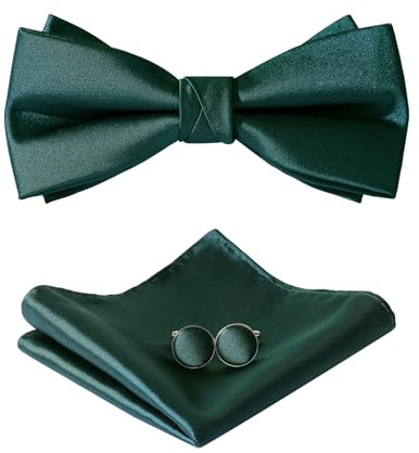 HOULIFE Fliege Herren Set Verstellbare Fliege aus Satin Vorgebunden Fliege | Verstellbares Band, Einheitsgröße für alle, Leicht zu tragen, Geschenkbox-Paket, für Party & Hochzeit