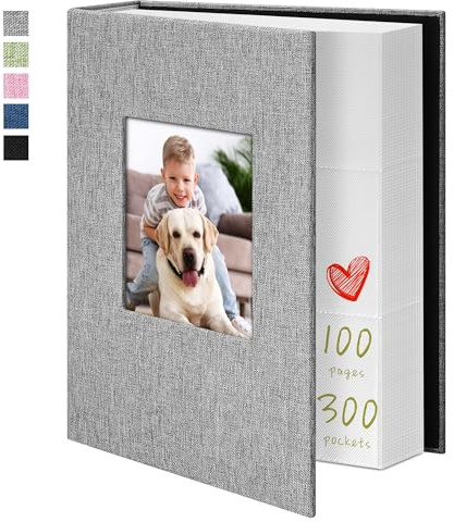 Yopih Photo Album 4x6 300 Pockets Photo Albums with Linen Cover Picture Albums for Family, Wedding, Baby, Photo Book Holds Vertical Pictures Grey