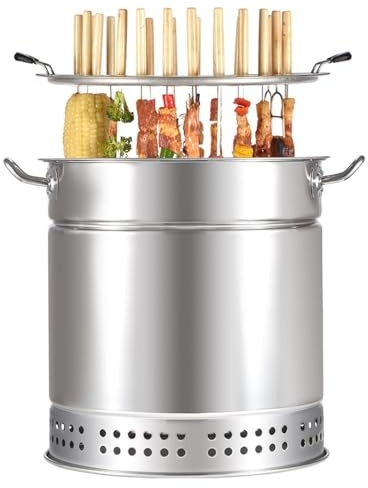 Charcoal Barrel Barbecue Grill, Barbecue Hanging Oven, Stainless Steel Barbecue Grill Mesh Bucket With Kebabs, Rolling Barbecue Basket, Camping Barbecue Grill For Vegetables And Meat Carbon Fiber Barb