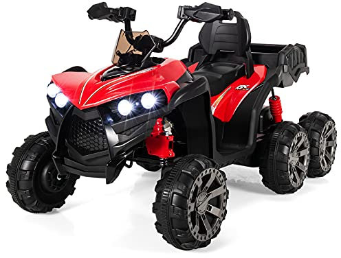 DREAMADE 12V Quad Kinder, 3-6 km/h Elektroquad mit Scheinwerfern & Musik & 6 stoßdämpfenden Rädern, Elektroauto für Kinder ab 3 Jahren, Elektrofahrzeug Kinderquad (Rot)