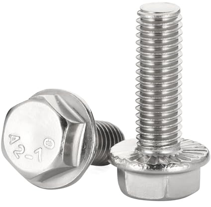 OUSCHR 1/4-20 x 3/4 Flanged Hex Head Bolts Flange Hexagon Screws, Stainless Steel 304, Fully Threaded, 25 PCS