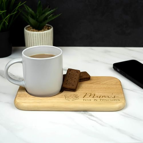 So Bespoke Personalised Wooden Tea and Biscuits, Coffee and Cake Board, Nannys, Grandads, Mothers Day, Fathers Day, (Style 4)