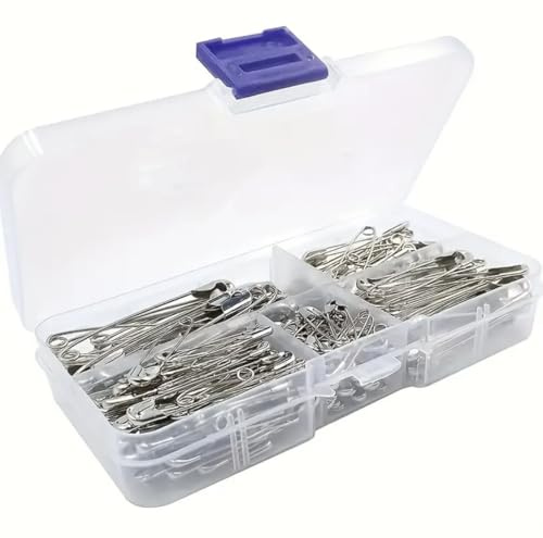 140 Pack Safety Pins 5 Sizes, Heavy Duty Nickle Plated Steel - Rust Resistant Safety Pins for Clothes, Sewing, Hemming, Pinning, Arts & Carfts, DIY