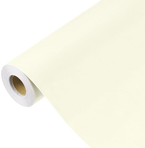 sourcing map Papier peint autocollant en vinyle de couleur unie pour revêtement mural - 1000 x 40 cm - Jaune crème