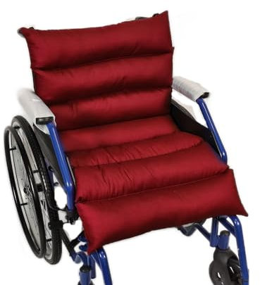 TAKIMED Cojín para silla de ruedas, de fibra hueca siliconada, cojín con respaldo antiescaras ortopédico para cochecito, rojo