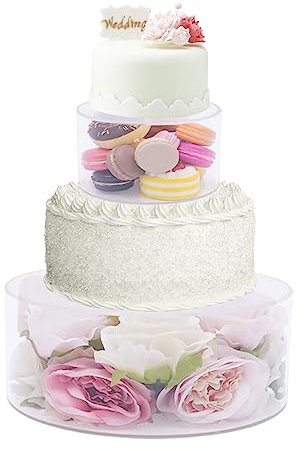 4Etagere Acryl Tortenständer Tortenständer Dekorationszubehör Befüllbarer Dekorationsbod runder Zylinder Kuchenständer Halter für Lebensmittel, Dessert Display-Halter für Hochzeit, Party, Dekoration