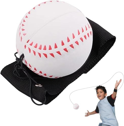 Jinshining Weißer Tennisball für Handgelenk, verstellbarer Rückprallball mit Schnur, Gummi, elastischer Rückprall-Fingerübungsspielzeug
