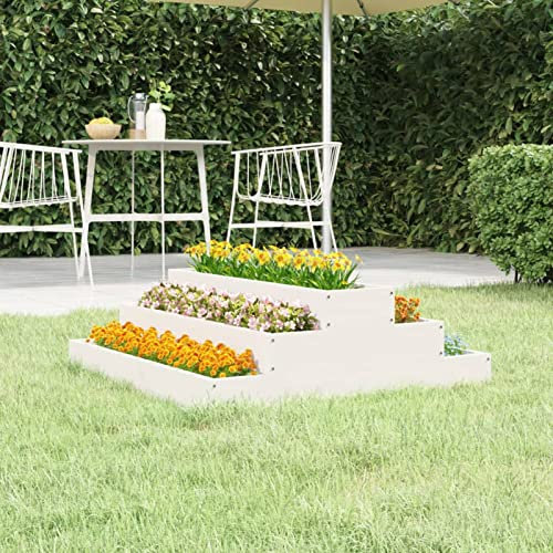 ZEYUAN Jardinera, Jardineras Exterior, Macetas Exterior, Huerto Urbano Terraza, Huerto En Casa, Mesa De Cultivo, de Madera Maciza de Pino Blanco 80x80x27 cm