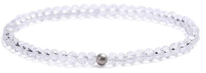 Kim Johanson® Damen Perlenarmband mit echten Natursteinen und 925 Silber Perle I Naturstein Armband mit 4mm Edelstein Perlen I Elastisches Kugelarmband I Wasserfest